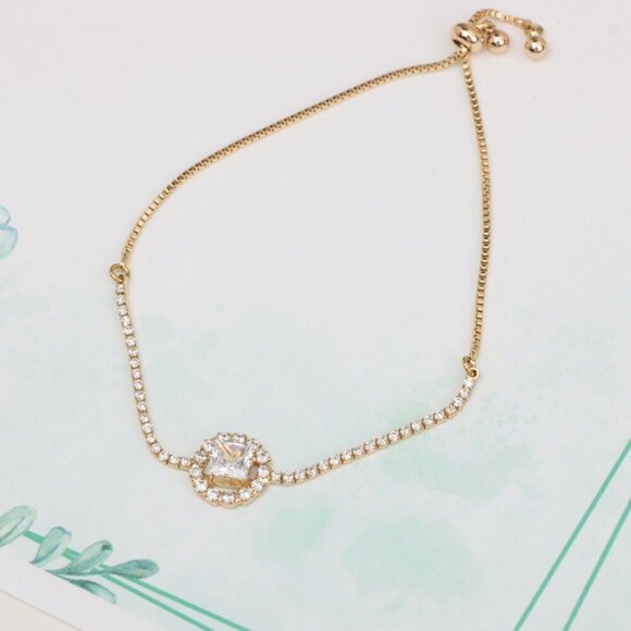 Chic Rose Gold Plated Adjustable A-Bracelet with Sparkling Design, XPAB0608 - Picture 6 of 11